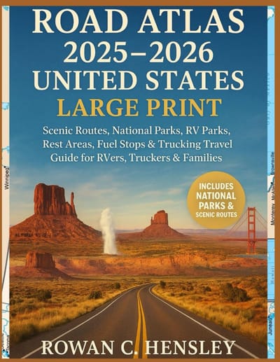 Famanu – Wegenatlas, Verenigde Staten 2026, groot lettertype, routes, nationale parken, steden, roadtrip, overzichtelijk en informatief
