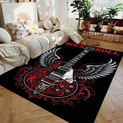 Tapijt met gitaarthema voor woonkamer slaapkamers groot flanellen gebiedskleed voor drumstelkamer antislip vloermat wasbaar 40x60cm
