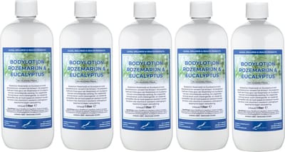 Bodylotion Rozemarijn & Eucalyptus 1 Liter - set van 5 stuks - Voordeelverpakking