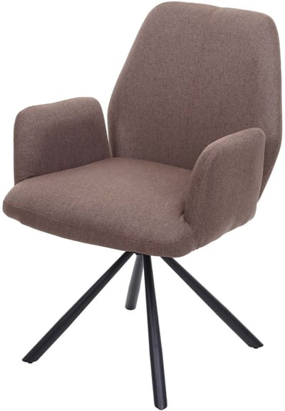 Eetkamerstoel MCW-H71, keukenstoel fauteuil stoel, stof/textiel staal ~ bruin