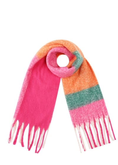 Bijoutheek Sjaal (Fashion) Geblokt Winter Franjes Deep Pink