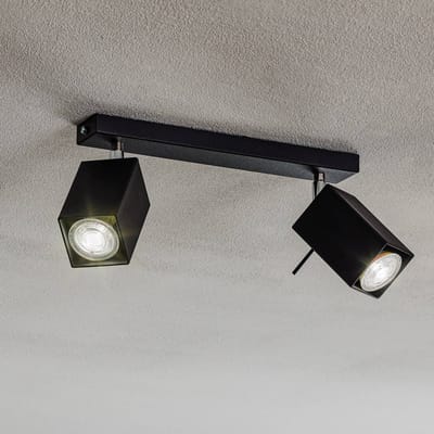 SOLLUX LIGHTING Plafondspot Square, zwart, 2-lamps