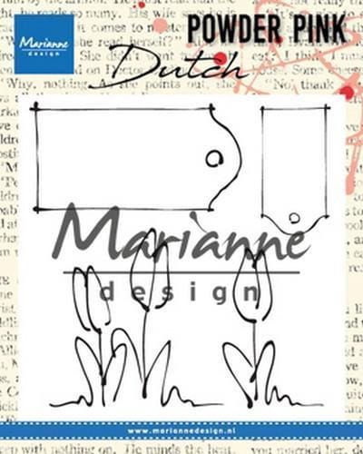 Marianne Design stempel Powder Pink - Tulpen & labels PP2801 83x85 milimeter