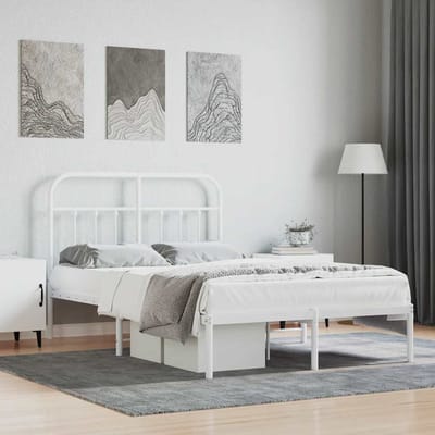 vidaXL - Bedframe - met - hoofdbord - metaal - wit - 120x190 - cm