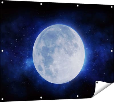 Gards Tuinposter Volle Maan in de Ruimte - 120x90 cm - Tuindoek - Tuindecoratie - Wanddecoratie buiten - Tuinschilderij
