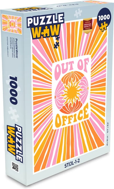 Puzzel Quotes - Out of office - Roze - Oranje - Geel - Legpuzzel - Puzzel 1000 stukjes volwassenen