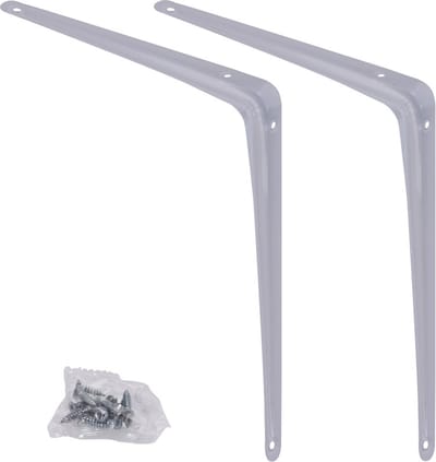 Set van 2x witte plankdrager 25 x 30 cm - 250 x 300 mm - Tot 13kg - Inclusief schroeven - Plankdragers/consoles