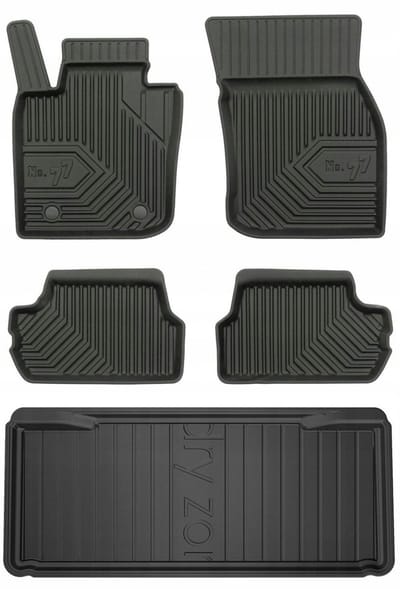 FROGUM 77 Set Automatten en Kofferbakmat - Geschikt voor MINI COOPER S F56 Hatchback (vanaf 2014) - Lage laadvloer - TPE Rubber - Zwart