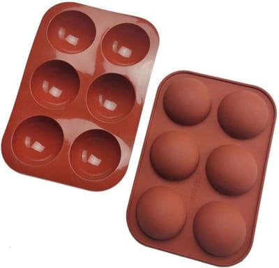 Siliconen Bakvorm - Halve Bollen - Chocolade - Muffins - Taartjes - Fondant - Marsepein - BPA vrij - 12,2cm x 18,2cm met 5cm Bol - 6 stuks