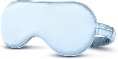 SnelShoppen - Zijde Oogmasker voor Slaap Anti-Rimpel Huidvriendelijk Blackout 22 Momme Lichtblauw voor Reizen, Meditatie en Ontspanning