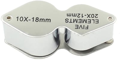 JHUBERS- Vergrootglas 10X/20X - Opvouwbaar - Draagbaar - Metaal - Acryl Optische Lens - Diameter 21mm/18mm - Loupe