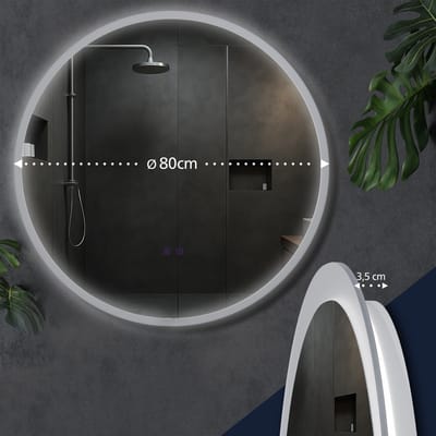 CLP Laconia Badkamerspiegel - met verlichting - met verwarming - rond - anti-condens wandspiegel - LED dimbaar - met Bluetooth - helder/glas