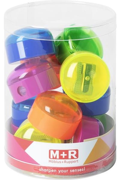 Puntenslijper Möbius+Ruppert enkel Top Uno plastic - assorti kleuren 12 stuks in display
