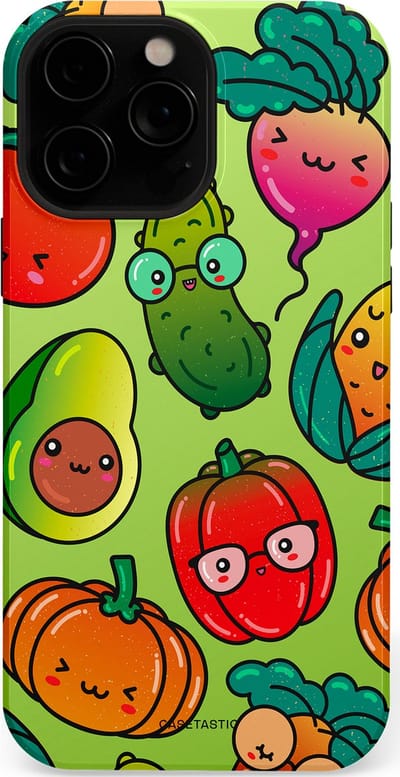 Casetastic Hoesje Geschikt voor Apple iPhone 13 Pro Magsafe - Stijlvolle Beschermende Duo-layer Case - Cartoon Groente Mix