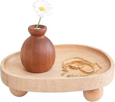 Sieraden organizer - Opbergbakje houder - Kamer inrichting - Natuurlijk materiaal - 16 x 12.5 cm - Houtkleur