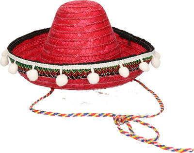 Mexicaanse Sombrero hoed voor kinderen - Rood - 25 cm - Verkleed hoeden en accessoires