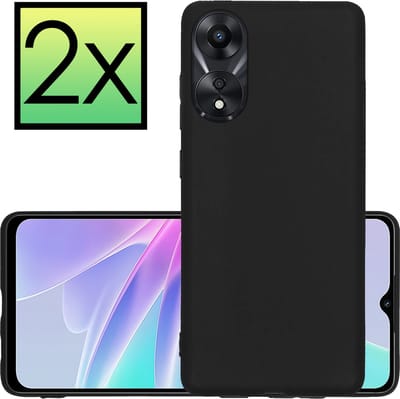 Hoesje - 2 Stuks - Geschikt voor OPPO A78 5G - Sterk & Shockproof - Case Siliconen - Back Cover - Telefoon Hoes - Zwart