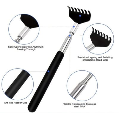 Actie4you® - Stevige Uitschuifbare Ruggenkrabber - 56 cm - Stevige ruggenkrabber - Rugkrabber - Zwart