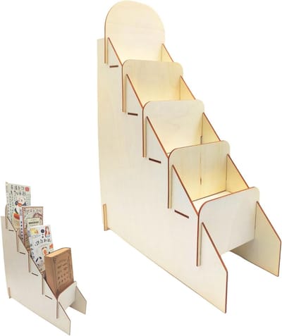 Dailygoods- Wenskaarthouder 4 Etages - Houten Displaystandaard - Kaart Standaard - Eenvoudig Te Monteren - Lichtgewicht - Ruimtebesparend - Kaartstandaard