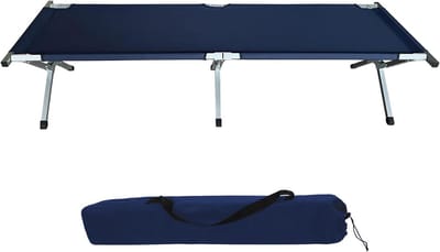 Veldbed XL - Campingbed opvouwbaar - Outdoor slapen - Versterkt stalen frame - 190 cm lengte - Blauw