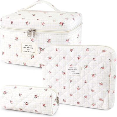 Floral Make-up Tas Set voor Vrouwen - Reis Make-up Tassen met Bloemenpatroon, Ideaal voor Cosmetica en Outdoor Gebruik