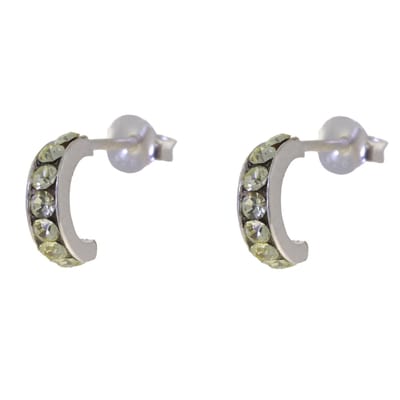 Behave – Oorbellen – 925 Sterling Zilveren Kleine Oorring met Gele Kristal steentjes
