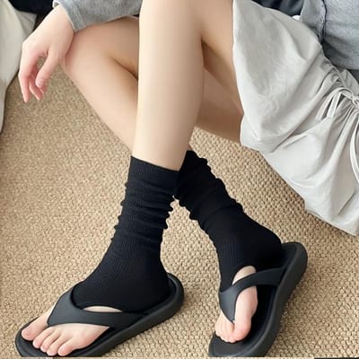 1 Paar Lente en Zomer Dunne Open Teen Slippers Sokken, Stepping Ballet Stijl Dunne Lange Been Sokken One Size white