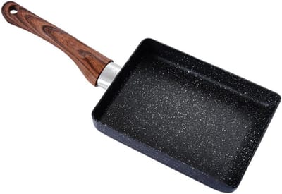 Koekenpan Vierkant - Omeletpan Tamagoyaki - Ontbijt Bakken - Antiaanbaklaag Zonder Chemicaliën - 34.7x13.5x3.5cm - Zwart