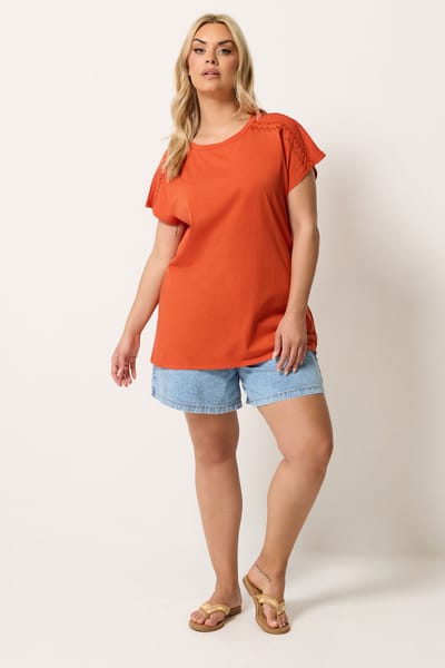 Yours Oranje Tshirt Met Aangeknipte Mouwen Size 42