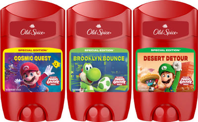 Old Spice x Super Mario Limited Edition Deodorant Sticks - Deo Stick Man Voordeelverpakking - 3 x 50 ml - Cosmic Quest, Brooklyn Bounce, Desert Detour