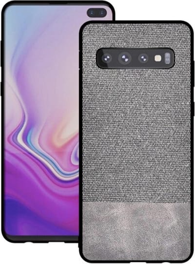 Geschikt voor Luxe Leren Back Cover voor Samsung Galaxy S10 | Hard PC | Hoogwaardige Fabric & Kwaliteits PU Leer | Shockproof Case | Grijs Hoesje