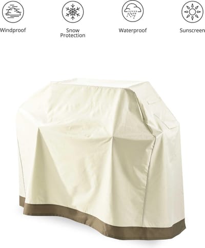 Lumaland - Beschermhoes voor tuinmeubelen - Waterdichte hoes voor de barbecue - 133 (H) x 182,9 (L) x 68 (D) cm - Oxford 600D - Beige
