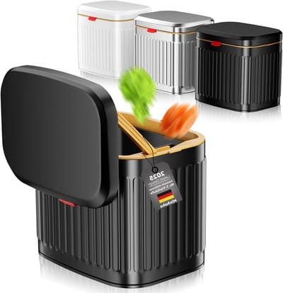 Composteerbak van RVS voor de Keuken met Deksel, 4L Hangende Compostbak voor Aanrecht of Onder de Gootsteen, Ideaal voor Duurzaam Afvalbeheer