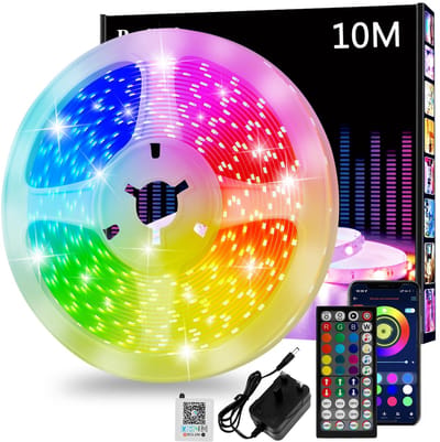 10 meter inkortbare RGB LED-strip - app en afstandsbediening - muziek-synchroon kleurwisseling - decoratie voor slaapkamer gamekamer en keuken