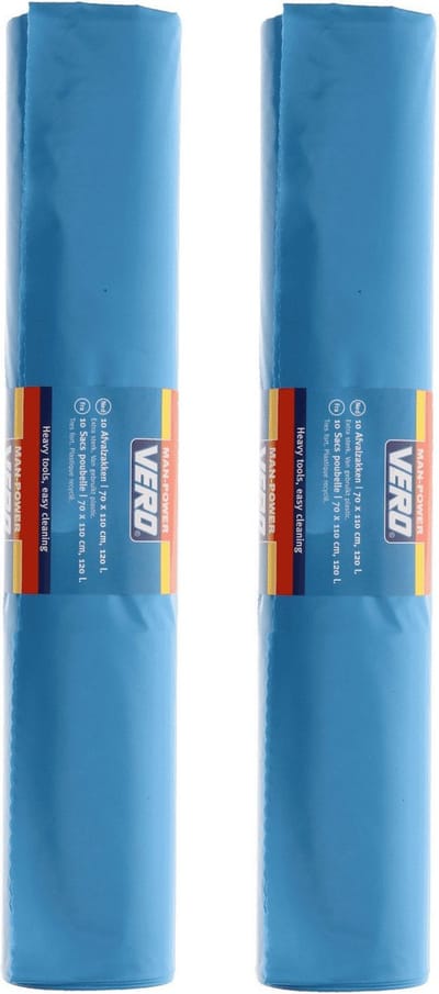 Vero Vuilniszakken - 120 liter - 20x stuks - grote afvalzakken - blauw - 110 x 70 cm