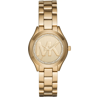 Michael Kors MK3477 Mini Slim Runway 33 mm Gouden Dameshorloge