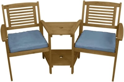 Tweepersoons Tuinliefdeset met Tafel en Parasolgat - Houten Draagbare Tuinbank voor Buiten