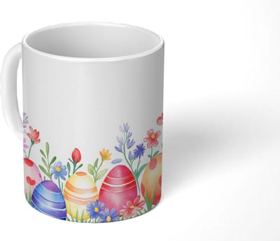 Mok - Koffiemok - Bloementuin - Kleurrijk - Eieren - Mokken - 350 ML - Beker - Koffiemokken - Theemok
