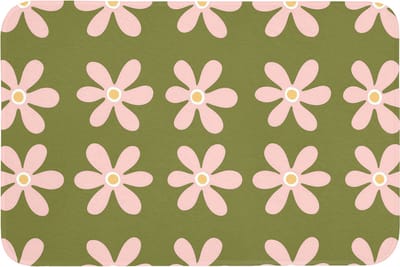 Badmat 90x60 cm - Antislip - Bloem - Modern - Groen - Badmatten voor badkamer - Badkamermat - Douchemat - Badkamer mat
