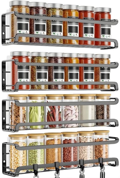 DnA® Kruidenrek - Kruidenpotjes - Kruidenrek Ophangbaar - Kruidenrek Staand - Zwart - 7cm x 29cm x 7cm