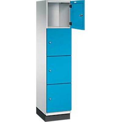 C+P Cambio lockerkast, 1 vak, 4 vakken, met plint, B 400 x D 525 x H 1980 mm, lichtgrijs/lichtblauw