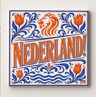 Nederland Decoratieve Keramische Tegel – Nederland Wandtegel – Nederlandse Leeuw Tulp Design – Oranje Blauw Souvenir Cadeau