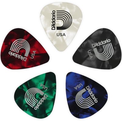 D'Addario 1CAP4-25 Assorted Pearl Celluloid Guitar Picks Plectrums voor gitaar, Medium (25 stuks)