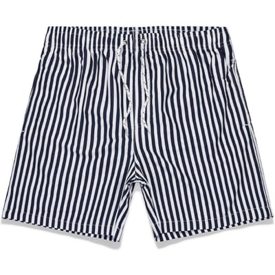 Heren zwemshorts, sneldrogend, los model, casual, modieus, verticale strepenprint, zwart, maat M white