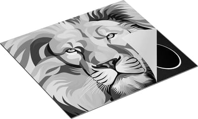 Chefcare Inductie Beschermer Gekleurde Leeuw - Leeuwenkop - Abstract - Zwart Wit - 60x50 cm - Afdekplaat Inductie - Kookplaat Beschermer - Inductie Mat