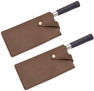 JHUBERS- Messenbeschermhoezen 2 Stuks - PU-leer - Retro Design - Duurzaam - Keukenaccessoires - Geschikt voor Thuis/Buiten - Messenhoes