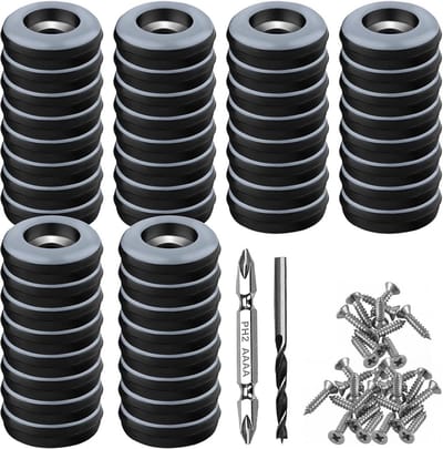 48x PTFE Montageglijders Rond 19mm - Schroefglijders voor Meubels & Vloerbescherming (Inclusief Schroeven en Boren)