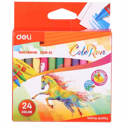 Deli ColorRun Krijttekeningen 24 Kleuren Set - Rond, School & Creatief