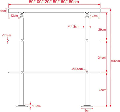 Roestvrijstalen Trapleuning 160 cm - Compleet Montagepakket voor Binnen en Buiten