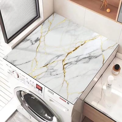 Wasmachine Droger Mat - Apparaat Beschermer - Apparaten Beschermen - Super Absorberend - 60 x 65 cm - Ivory Marmer